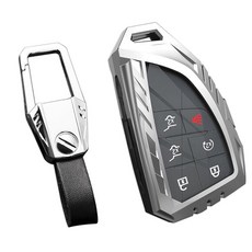 Ocezbiis 캐딜락 키 포브 커버 키체인 아연 합금 보호 자동차 케이스 2015-2019 에스컬레이드 CTS SRX XT5 ATS STS CT6 XTS XT4 스마트 원, 실버_176255, For Chevy/Buick/GMC Style B