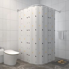 코너 샤워커튼봉 자 체크무늬 가벼운 대형 무타공 PEV, 1개, 노란색 삼각형 (PEVA)