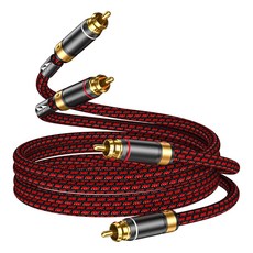 Hagietek 2 RCA 오디오 케이블 파일 골드 도금 스테레오 브레이드 서브우퍼 옥젠 프리 코퍼 홈 시어터 HDTV 앰프 하이파이 시스템 25FT, 4.9FT