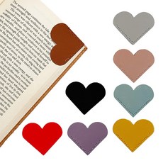 VITALO 가죽 코너 책갈피 북마크 독서 페이지마커 북코너 북클립, 1세트, 하트 8컬러