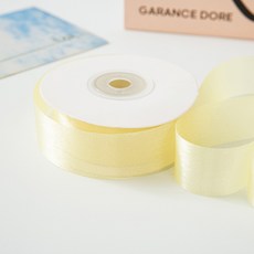 올리브파티 밀키 실크 오간디 리본 25mm 20야드 18M 청첩장 선물포장, 1개, 옐로우