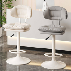 8cm 두툼한 바의자 리프트 가능 등받이 바의자 바의자 하이 레그 벤치 가정용 아일랜드 바의자, 1개, 흰색