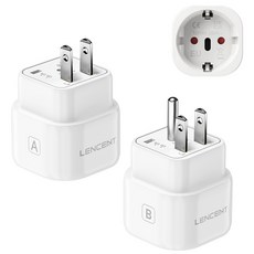 LENCENT 미국/일본 단독 여행용 전환 아답터 Type A + Type B 플러그 여행용 어댑터 한국 미국/일본/캐나다/멕시코/태국/베트남/필리핀/대만 콘센트변환, 1개