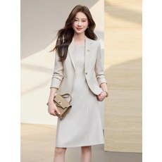 빅사이즈 여성정장세트 엄마옷 원피스세트 봄 가을 오피스 모임룩