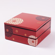 HAKOYA 奧爾德夫 百花 2層便當盒 22.5x22.5x11.6cm, 1個, 紅色