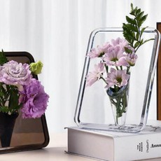 꽃병 유리화병 꽃화병 꽃꽂이 미니 예쁜 액자형 아크릴 투명 프레임 인테리어 화병 P63-2Q