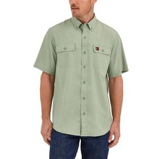 Wrangler 남성용 반소매 통기성 버튼 다운 작업 셔츠 Blue Nights 헤더 라지 톨