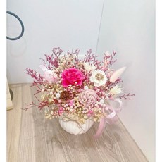 永生花束 20cm 紫色系 乾燥花禮盒, 粉色+盒子
