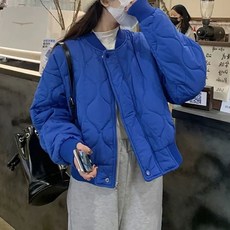 아이버리아누빔 크롭 면패딩 하늘비즈 A11 I479F153, 블루, 2XL