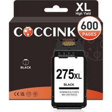 COCCINK 275XL 캐논 275 검정 잉크 TS3722 카트리지 Pixma TR4722 TR4725 TR4720 TR4700 TS3522 TS3520 TS3500 TS37, COCCINK 275XL 캐논 275 검정 잉크 TS3