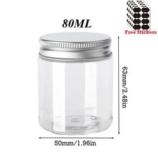 50 30 50 60 100 뚜껑이있는 항아리 샘플 저장 80 150ML 120 용기 냄비 플라스틱 페이스 알루미늄, 50pcs-80ml