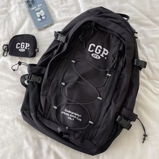 CGP CODE GRAPHY Hoshi同款後背包 學生雙肩背包 韓版簡約筆電包, 黑色(1-2天出貨)-可放15.6寸筆電