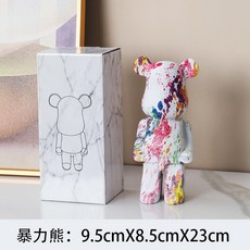 폭력적인 곰 장식품 창조적 인 재미있는 거실 TV 캐비닛 장식 어린이 돼지 저금통 트렌드 오피스 클럽 장식, 27cm, 튀는 컬러 잉크, 1개