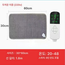 세탁가능 소형 전기 찜질 등 담요 매트 패드 어깨 허리, 스마트 9단계 허리 무릎 등 30x60cm, 기본 모델명/품번