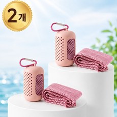 반디루 아이스 쿨타올 휴대용 쿨링 스포츠 타올, 2개, 쿨 핑크