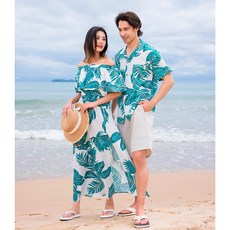 [44~77] 신혼여행 커플룩 바캉스 원피스 휴양지 커플룩 허니문 커플룩 여름 원피스 커플 하와이안 셔츠 세트 여성휴양지룩원피스 바캉스 커플룩 시밀러 커플룩 여름 커플룩