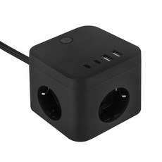 라이프썸 큐브 멀티탭 3구 4포트 USB C타입 1.8m (LFS-HA53) 2종 택1, 1개, 블랙