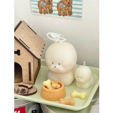 앤오프 귀여운 비숑 강아지 캔들 반려견 집들이 퇴사 선물 인테리어 소품, 코튼런드리, 볼터치(X)