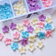 파스텔 4컬러 프랑지파니 플라워 초콜릿 케이크 디저트 데코 장식 48개입, 옵션 03