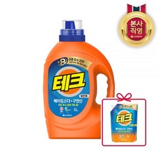 테크 세탁세제 베이킹소다+구연산 액체세제 일반 용기 3L 1개+특별증정(1L 리필), 진드기 제거 드럼 3L + 증정
