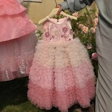 女童漸變蛋糕裙秋冬款亮片蓬蓬公主裙禮服