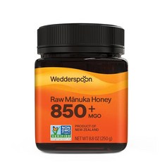 Wedderspoon Raw Manuka Honey 850 MGO 249.5g(8.8온스) 살균되지 않은 뉴, 8.8온스(1개), 1개, 249.5g