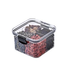 DFMEI 四格方形透明密封罐塑料儲物罐子花茶調味收納盒廚房儲存罐, 1個