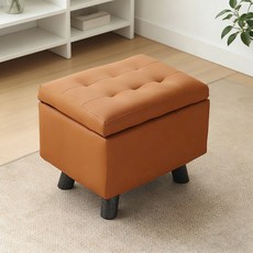 다용도 수납 스툴 쿠션 의자 거실 침실 발받침 보조의자, 1개, 오렌지/400×300×320mm/B타입