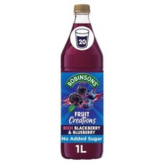 영국 로빈슨 Robinsons 노슈가 후르츠 크리에이션 블랙베리 & 블루베리 주스 스쿼시, 2개, 1L