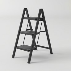 [리퍼] 가정용 접이식 사다리 A11 3단 KLA-3960 세차 청소 인테리어 발판 스툴, 블랙