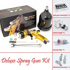 사이버 하이 퀄리티 스프레이건 차량용 깍지 골드 페인팅 건 수성 에어 스프레이건 에어브러시 1.3mm 1.8mm, 1.8mm Deluxe, 4) 1.8mm Deluxe