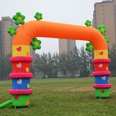 출입문 에어바운스 어린이 문 환영 축제 행사 입장 유치원 수영장 대형 가정용 놀이터, 1개, 4m 멀티컬러 작은 꽃문
