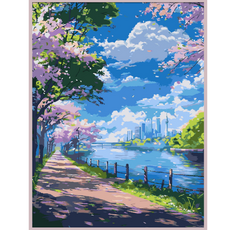 온메이드 DIY 명화그리기 그림그리기 세트 MD-220, 1개, 62 벚꽃 호수