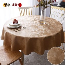 원형 식탁보 고급 레이스 자수 테이블 커버, 피오니 커피 B