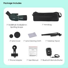 적도의 망원경 Svbony SV28 플러스 50/60/70 BAK4 FMC 줌 IP4 달과 자연 표적, 4)15-45X50-Bluetooth, 1개