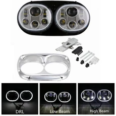 납품전문 품질보증 오토바이 로드 글라이드용 듀얼 LED 헤드라이트 2004 5.75 90W 인치, 06 Chrome with halo