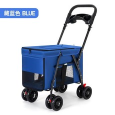 【前後窗設計】雙層寵物推車分離式狗貓推車戶外輕便上下層寵物車, W688單層款不可分離-藍Z, 1個