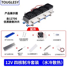 12V半導體製冷片套裝, 1個, （零件）12V四核（水冷散熱）含製冷片