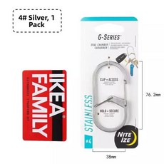 NITEIZE CLIP CARABINER 야외 릴리스 등산용 내구성 버클 다기능 장비 있는 8자형 클립, 1개, 4실버 1팩 [자물쇠 없음]