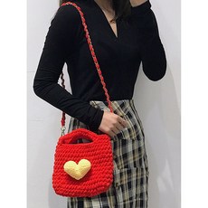 뜨개질 코바늘 가방 만들기 패키지 DIY, 래드, 1세트