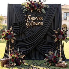 파티용 12피트 x 10피트 블랙 배경 커튼 주름 없는 2개 패널 사진 결혼식 생일 장식용 천 드롭, 5FT×12FT_2 Panels, Black