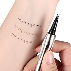 雙叉野生眉筆，二叉定位根根分明，防水防汗不暈染，立體持久自然野生眉神器，新手持久眉筆, 【直頭】柔灰黑-003, 1個