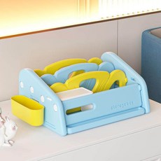 책장 수납선반 다단식 조립식 원목 미니 코너형 책꽂이 선반형 인테리어 가구, 1단, 책상용 책장 라이트 블루