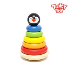 원목 펭귄 컬러 도넛링 링쌓기 유아 장난감 어린이집 소근육 고리연결
