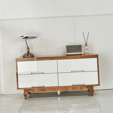 1200x600 고급 2단 서랍장 거실장 UV하이그로시 광택, 엘다화이트