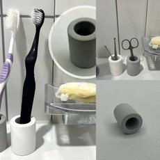 원통형 그레이 규조토 칫솔꽂이 욕실칫솔꽂이 칫솔거치대 칫솔통 칫솔홀더, 1개