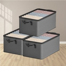 마벨인홈 고급 대용량 옷장 정리 수납 다용도 리빙박스, 3개, 그레이