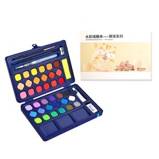 그릿 DIY 수채화 고체 물감 36색 + 채색 컬러링 가이드북 그림 취미키트 세트, 36색+컬러링북(애완동물)