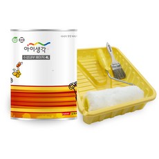 삼화페인트 아이생각 친환경 페인트 벽지 수성 내부 롤러7인치 붓 트레이세트, 1세트, 4L, 화이트