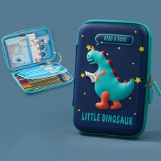 어린이 초등학생 강남필통 공룡 필통 하드케이스 파우치 아이패드, [DA_03_04] 공룡 파우치_블루(대)